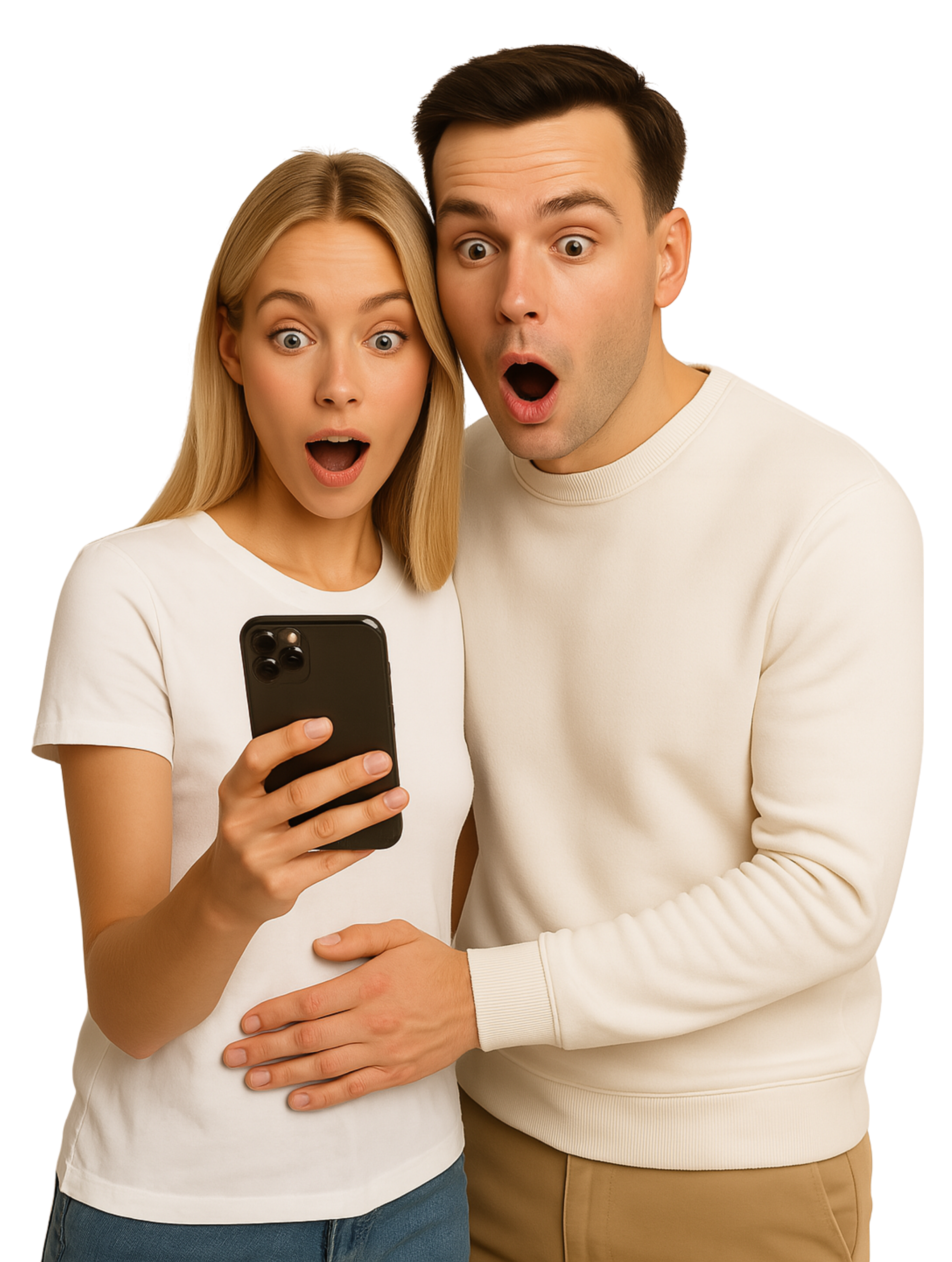 A happy man and woman representing the stoked clients who leave positive reviews for SmmPanelUS.